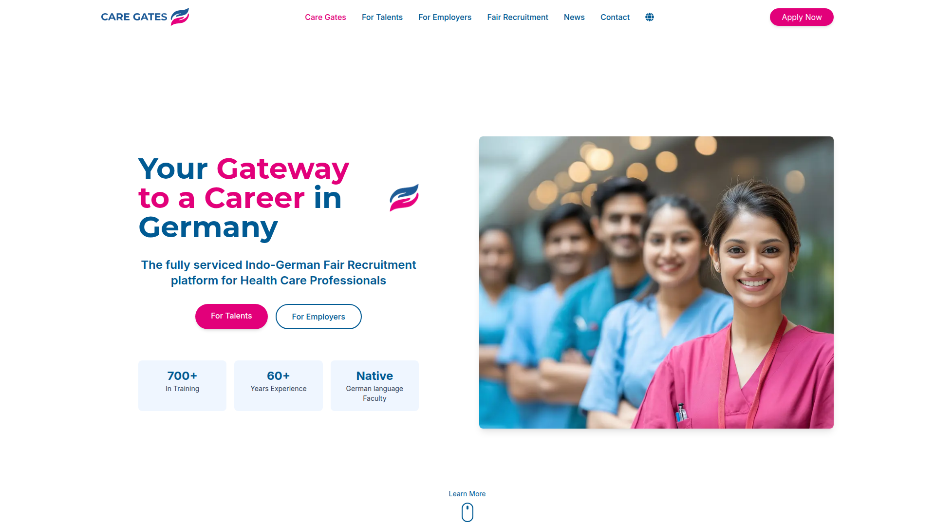 Care Gates Website Redesign auf Desktop